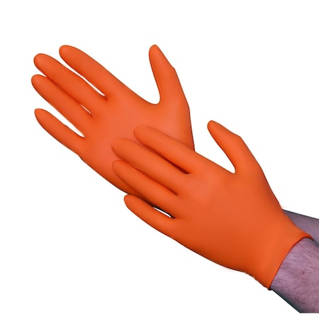 Vguard A1EA6, Disposable Gloves, 5 mil Palm, Nitrile, Powder-Free, X-Large, 1000 PK, Orange A1EA64